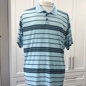 ⛳️Columbia Men’s Omni-Shade Polo Shirt – Size XXL – Light Blue/Teal Stripe